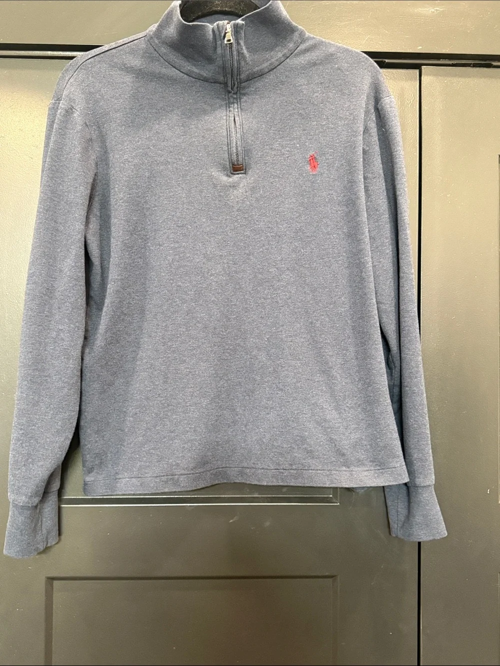 Polo Ralph Lauren Navy Quarter-Zip Sweatshirt with Red Pony Size Medium
